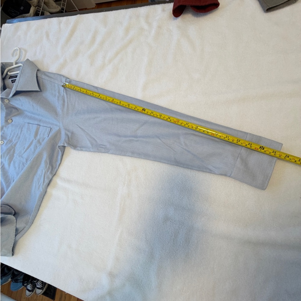 Andrew Fezza Pale Blue Micro-Check Button-Up Dress Shirt - Picture 8 of 8